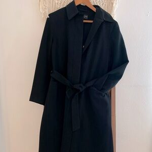 Gallery Petite Black Long Elegant Outwear Coat with removable liner.
